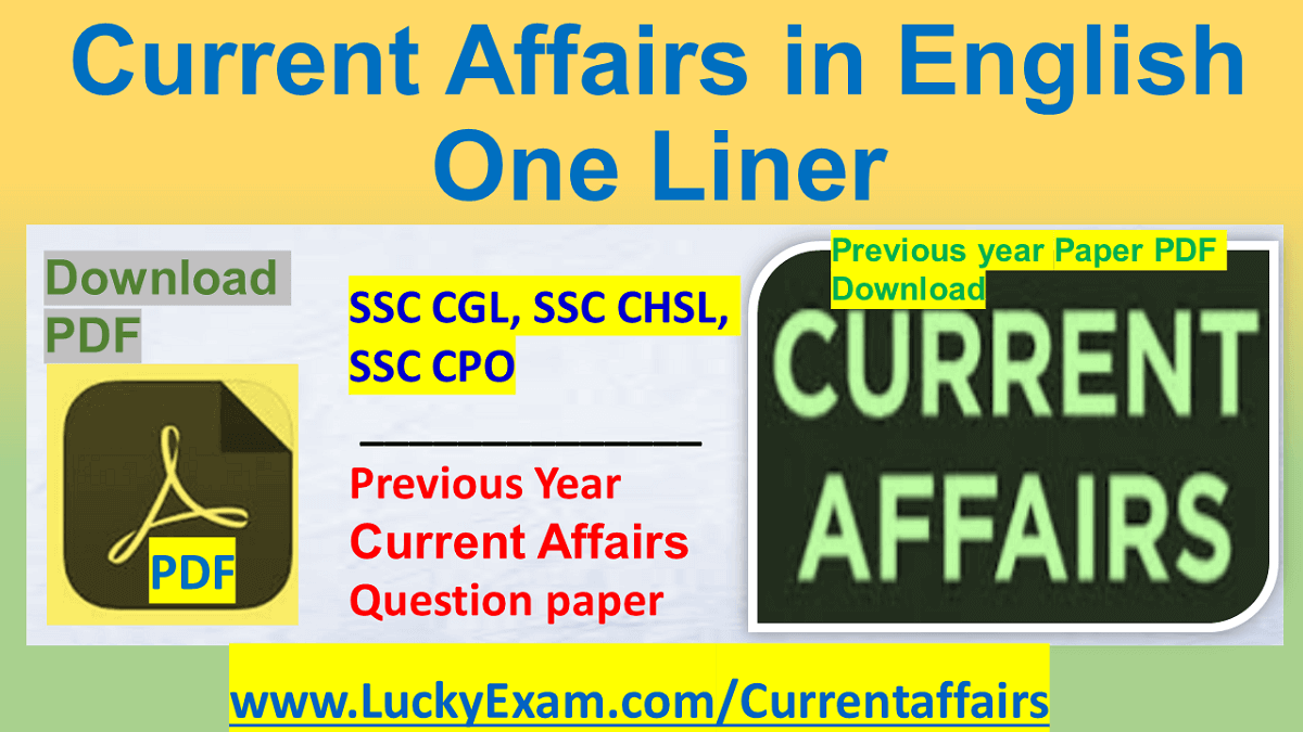 Current Affairs in English One Liner PDF Download Monthly Chapterwise