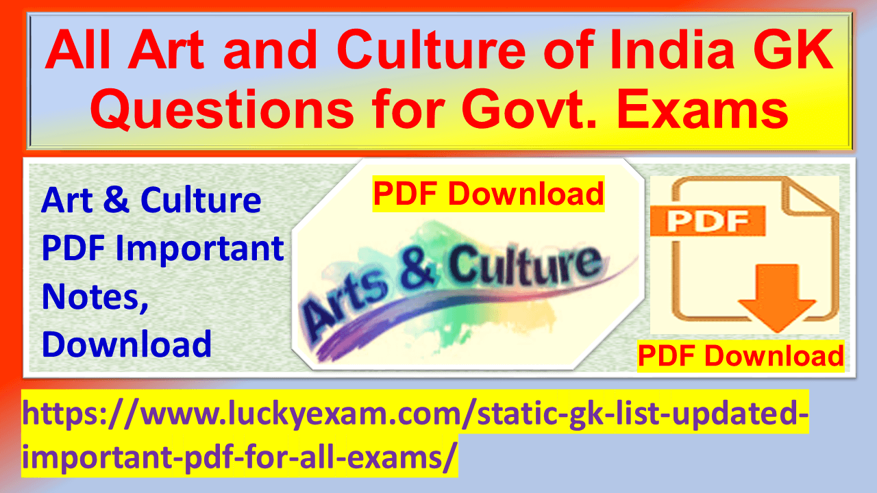 All Art and Culture of India GK Questions for Govt. Exams